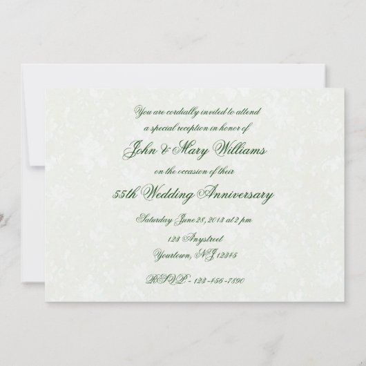 Bold Damask 55th Wedding Jubileum 5x7 Uitnodigen Kaart (Achterkant)