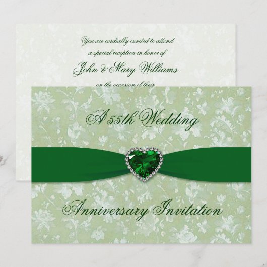 Bold Damask 55th Wedding Jubileum 5x7 Uitnodigen Kaart (Voorkant / Achterkant)