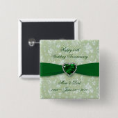 Bold Damask 55th Wedding Jubileum Button (Voorkant /achterkant)