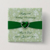 Bold Damask 55th Wedding Jubileum Button (Voorkant)