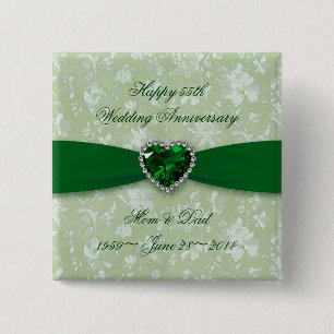 Bold Damask 55th Wedding Jubileum Button