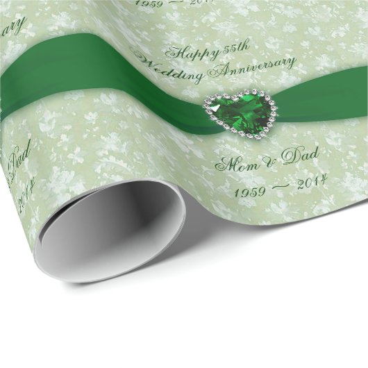 Bold Damask 55th Wedding Jubileum Design Cadeaupapier (Rol Hoek)