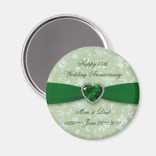 Bold Damask 55th Wedding Jubileum Magnet