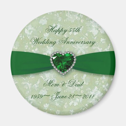 Bold Damask 55th Wedding Jubileum Magnet (Voorkant)