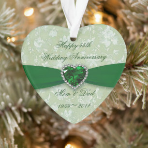 Bold Damask 55th Wedding Jubileum Ornament