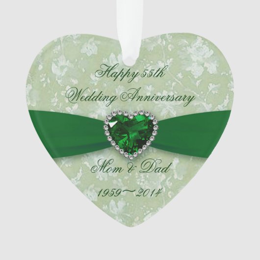 Bold Damask 55th Wedding Jubileum Ornament (voorkant)