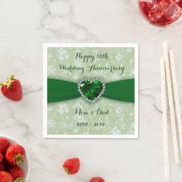 Bold Damask 55th Wedding Jubileum Paper Napkins Servetten