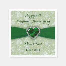 Bold Damask 55th Wedding Jubileum Paper Napkins Servetten