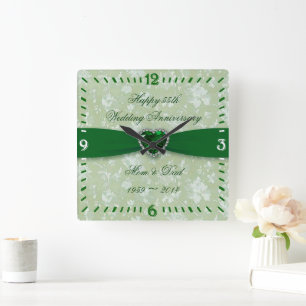 Bold Damask 55th Wedding Jubileum Square Clock Vierkante Klok
