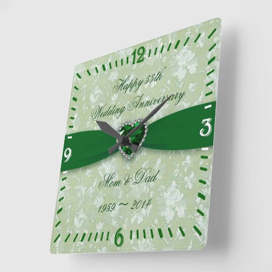 Bold Damask 55th Wedding Jubileum Square Clock Vierkante Klok (Hoek)