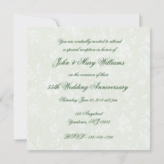 Bold Damask 55th Wedding Jubileum Square Invite Kaart (Achterkant)