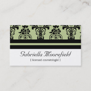 Bold Damask Green Cosmetoloog Visitekaartjes