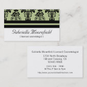 Bold Damask Green Cosmetoloog Visitekaartjes (Voorkant / Achterkant)