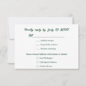 Bold Dark Green Red Floral Textile Wedding Meal RSVP Kaartje (Achterkant)