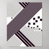 Bold Diagonal Stripes with Geometric Squares Poster (Voorkant)