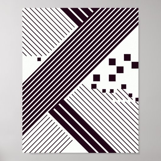 Bold Diagonal Stripes with Geometric Squares Poster (Voorkant)