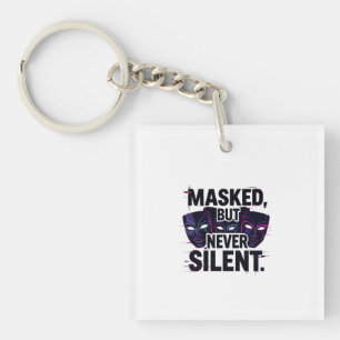 Bold Digital Art with Three Stylized Masks and "Ma Sleutelhanger
