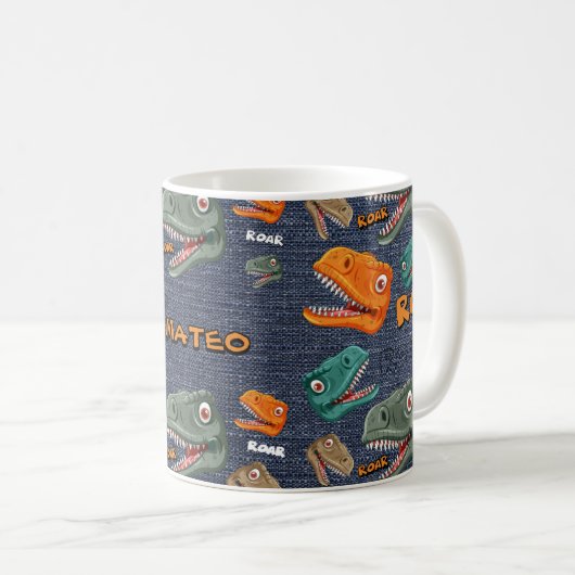 Bold dinosaur mug pattern for boys koffiemok (Voorkant rechts)