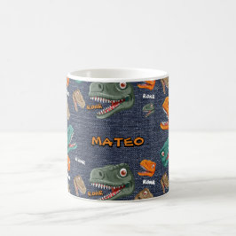 Bold dinosaur mug pattern for boys koffiemok