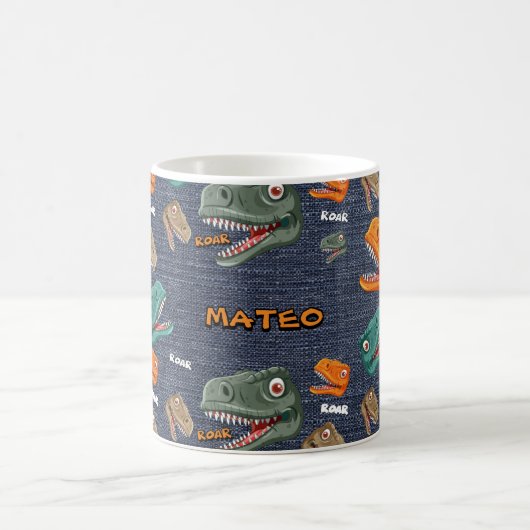 Bold dinosaur mug pattern for boys koffiemok (Center)