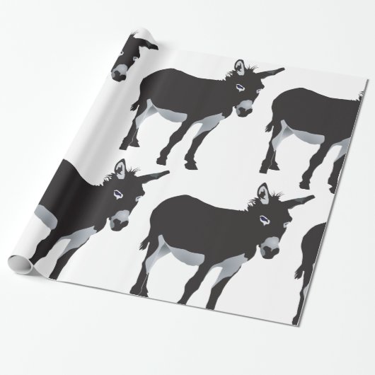 Bold Donkey Silhouette Boerderij Animal Cadeaupapier (Uitgerold)