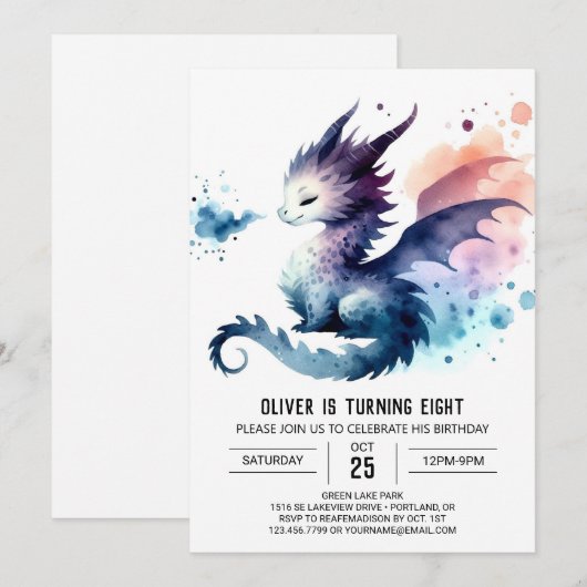 Bold Dragon Birthday Custom Kaart (Voorkant / Achterkant)