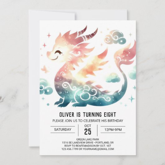 Bold Dragon Birthday Printable Kaart (Voorkant)