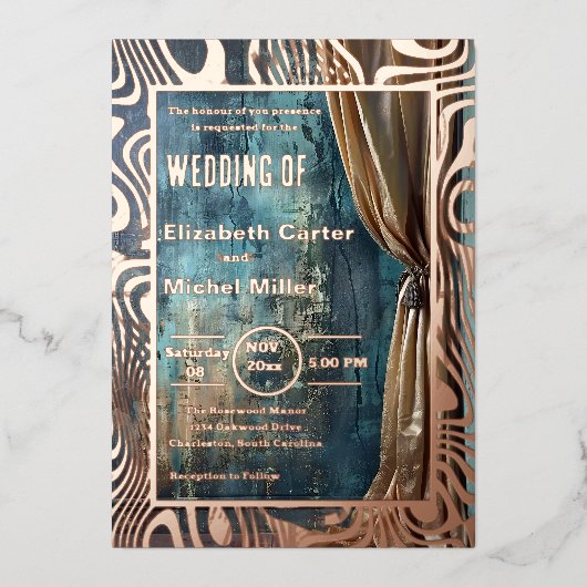 Bold Dramatic Modern Contemporary Folie Invitation Folie Uitnodiging (Voorkant)