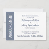 Bold Dusty Blue Uitgestelde bruiloft aankondiging (Voorkant)