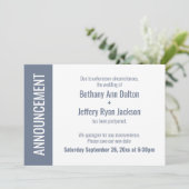 Bold Dusty Blue Uitgestelde bruiloft aankondiging (Staand voorkant)