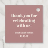 Bold Dusty Roos Retro Custom Wedding Dank u Bedankjes Labels (Achterkant)