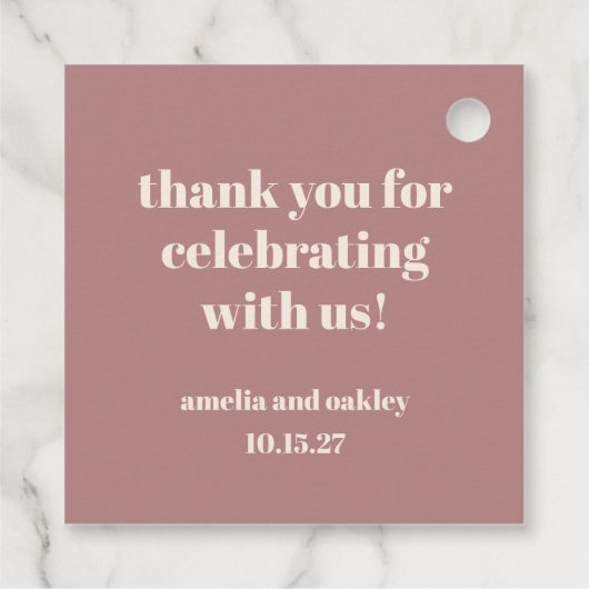 Bold Dusty Roos Retro Custom Wedding Dank u Bedankjes Labels (Achterkant)