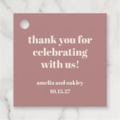 Bold Dusty Roos Retro Custom Wedding Dank u Bedankjes Labels (Voorkant)