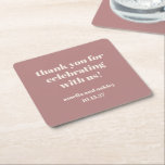 Bold Dusty Roos Retro Custom Wedding Dank u Kartonnen Onderzetters<br><div class="desc">Vet Minimalistisch Stoffig Roos Herfst Retro Eenvoudige Aangepaste Bruiloft Dank u Vierkant Papier Onderzetter</div>