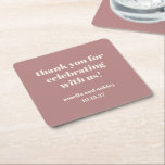 Bold Dusty Roos Retro Custom Wedding Dank u Kartonnen Onderzetters<br><div class="desc">Vet Minimalistisch Stoffig Roos Herfst Retro Eenvoudige Aangepaste Bruiloft Dank u Vierkant Papier Onderzetter</div>