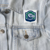 Bold Eagle Head Mascot Logo Vierkante Button 5,1 Cm (In situ)