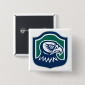 Bold Eagle Head Mascot Logo Vierkante Button 5,1 Cm (Voorkant /achterkant)