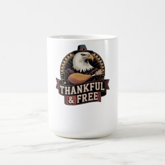 Bold Eagle Head Thankful & Free Vintage Graphic Koffiemok