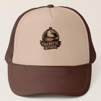 Bold Eagle Head Thankful & Free Vintage Graphic Trucker Pet