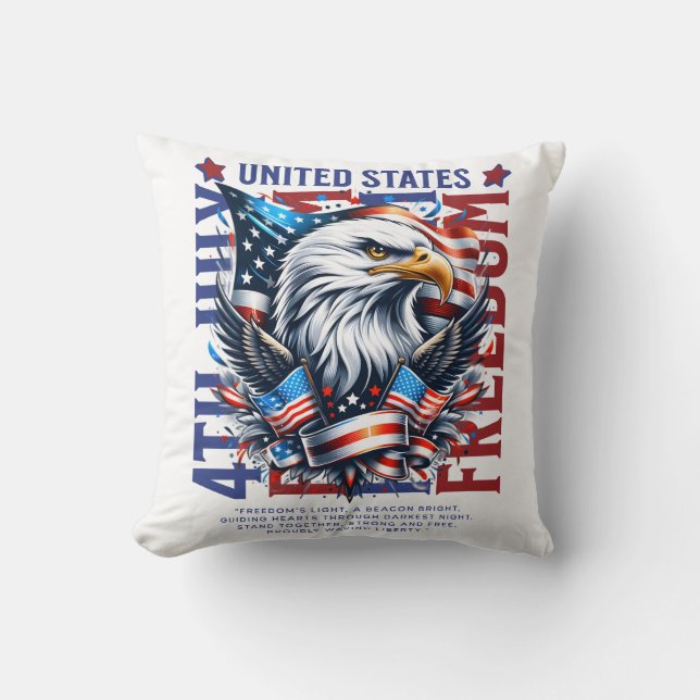 Bold Eagle Patriotic 4th of July Pillow Kussen (Voorkant)