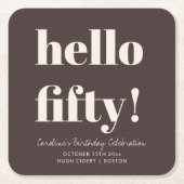 Bold Earthy Brown Modern 50th Birthday Custom Kartonnen Onderzetters (Voorkant)