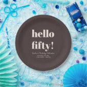 Bold Earthy Brown Modern 50th Birthday Custom Papieren Bordje (Feest)