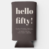 Bold Earthy Brown Modern 50th Birthday Custom Seltzer Blikjeskoeler (Voorkant)