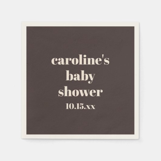 Bold Earthy Brown Modern Fun Custom Baby Shower Servet (Voorkant)