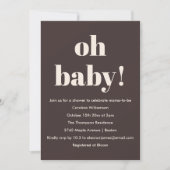 Bold Earthy Brown Modern Fun Simple Baby Shower Kaart (Voorkant)