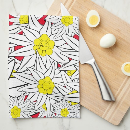 Bold Edelweiss Pattern Kitchen Towel Theedoek (Quarter Fold)