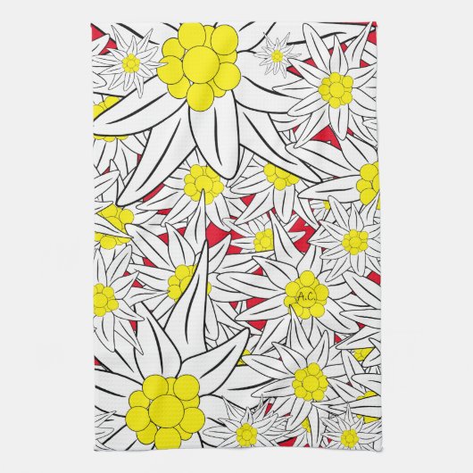 Bold Edelweiss Pattern Kitchen Towel Theedoek (Verticaal)