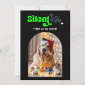 Bold Edge Grappig Retro Huisdier Hond Kerstfoto Feestdagenkaart (Voorkant)