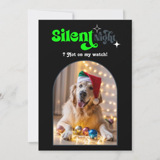 Bold Edge Grappig Retro Huisdier Hond Kerstfoto Feestdagenkaart (Voorkant)