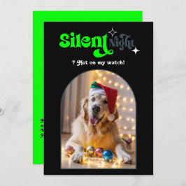 Bold Edge Grappig Retro Huisdier Hond Kerstfoto Feestdagenkaart